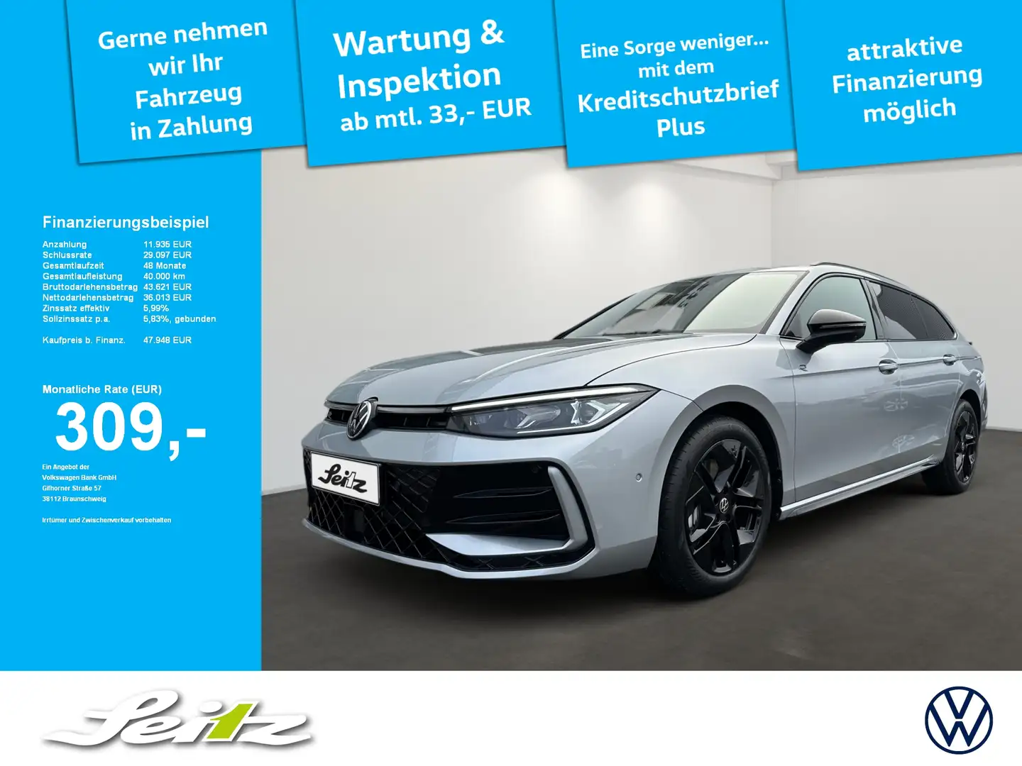 Volkswagen Passat Variant 2.0 TDI 4M R-Line *AHK*HEAD-UP*MATRIX* Silber - 1