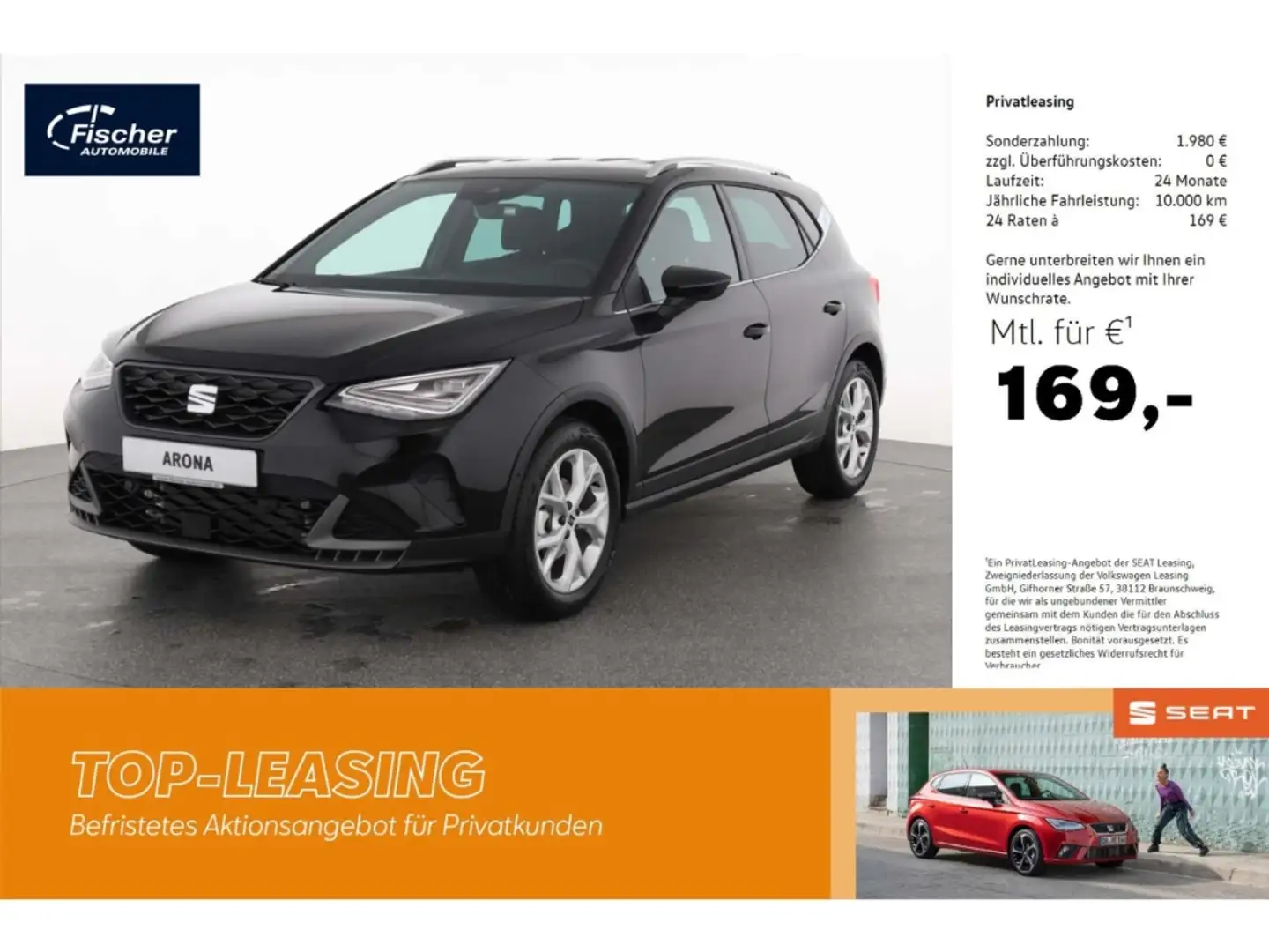 SEAT Arona 1.0 TSI 6-Gang LED/Virt./NAV/RFK/SH Schwarz - 1