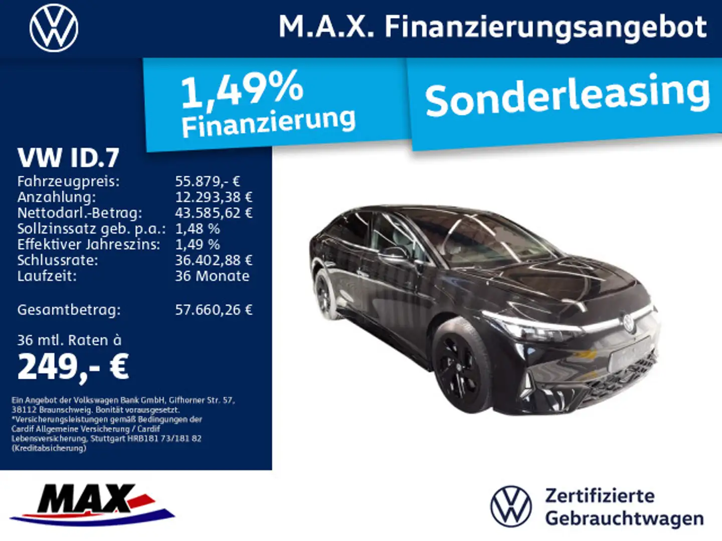 Volkswagen ID.7 GTX 4 MOTION IQ.LIGHT+AHK+ACC+PANO+AR HUD++ Schwarz - 1