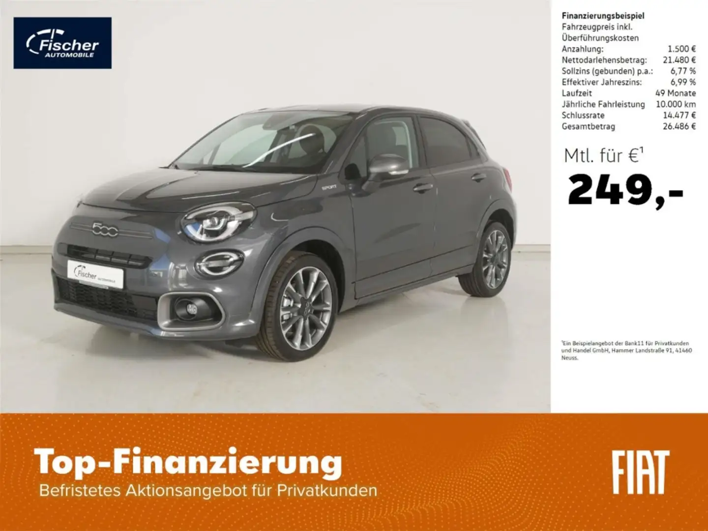 Fiat 500X 1.5 GSE Hybrid Sport Grau - 1