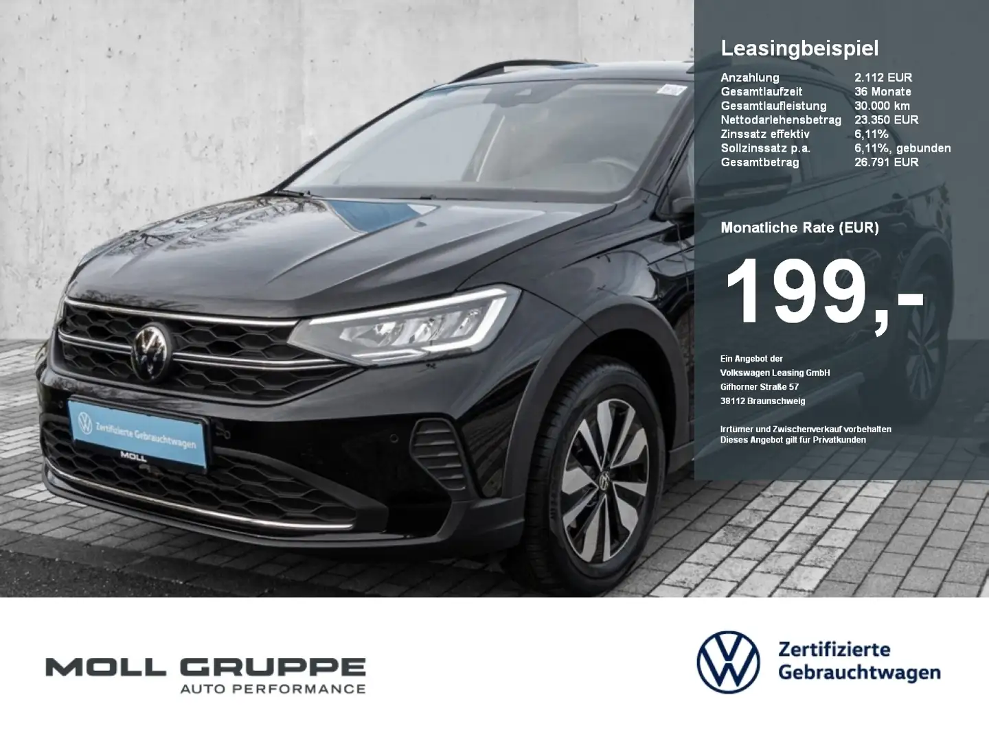 Volkswagen Taigo 1.0 TSI Life Goal KLIMA ACC AHK FLA KAM Schwarz - 1