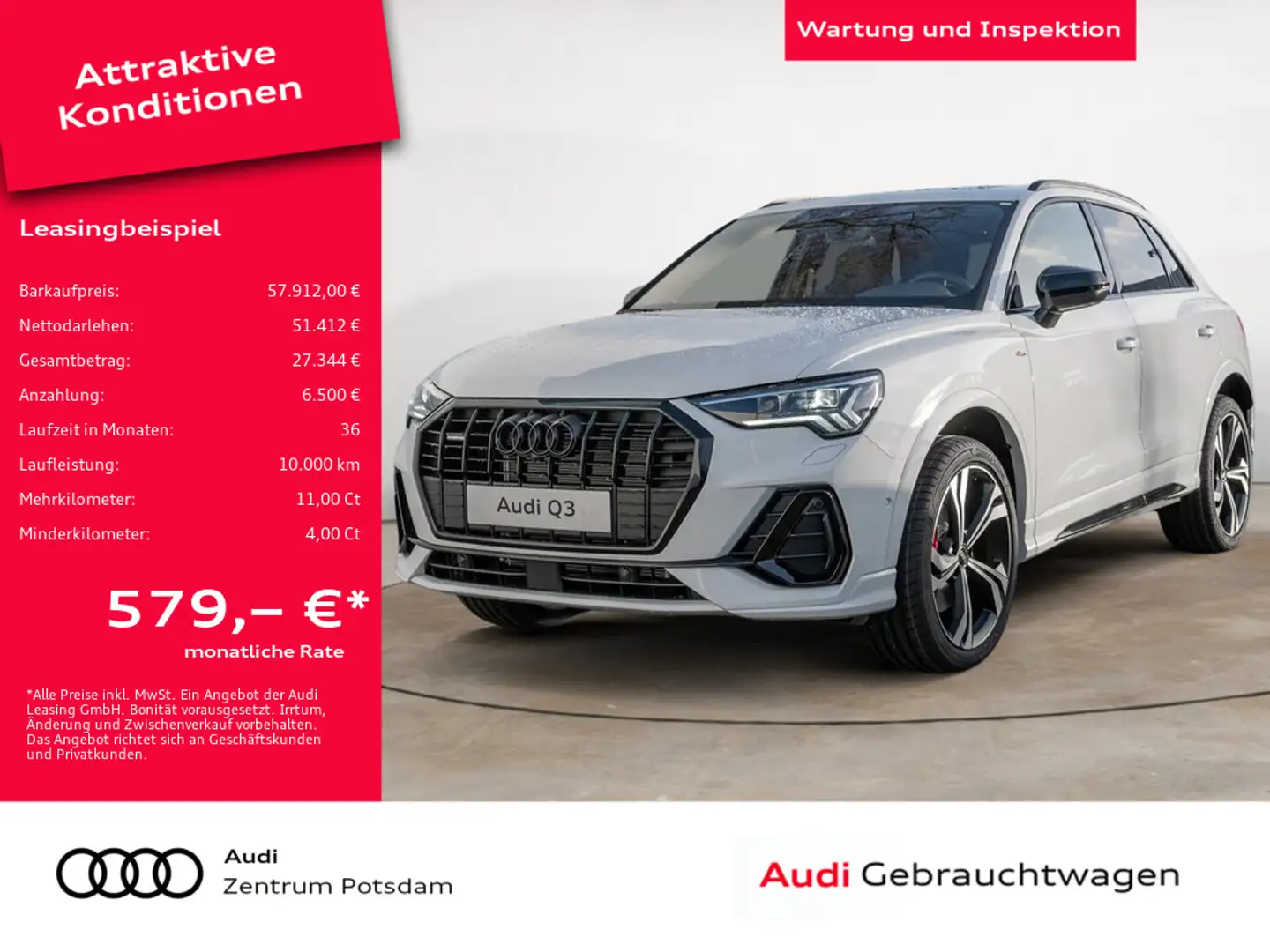 Audi Q3 S line 40 TFSI quattro AHK PANO 360° SONOS Weiß - 1