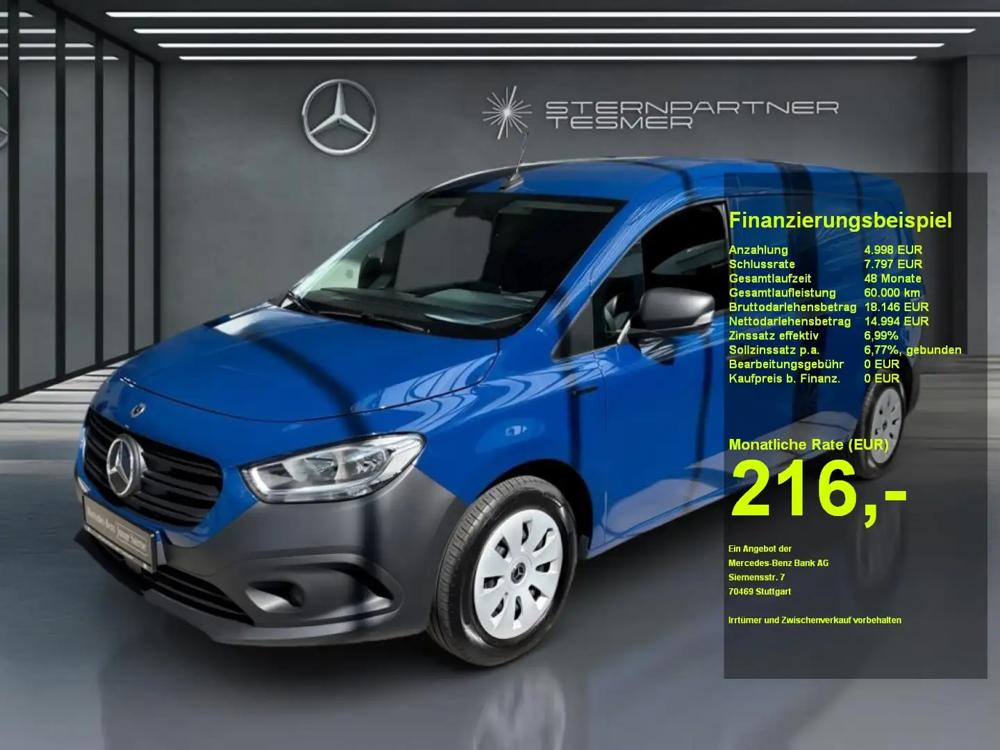 Mercedes-Benz Citan e  Kasten Extralang +MBUX+AHK+NAVI+DAB Bleu - 1