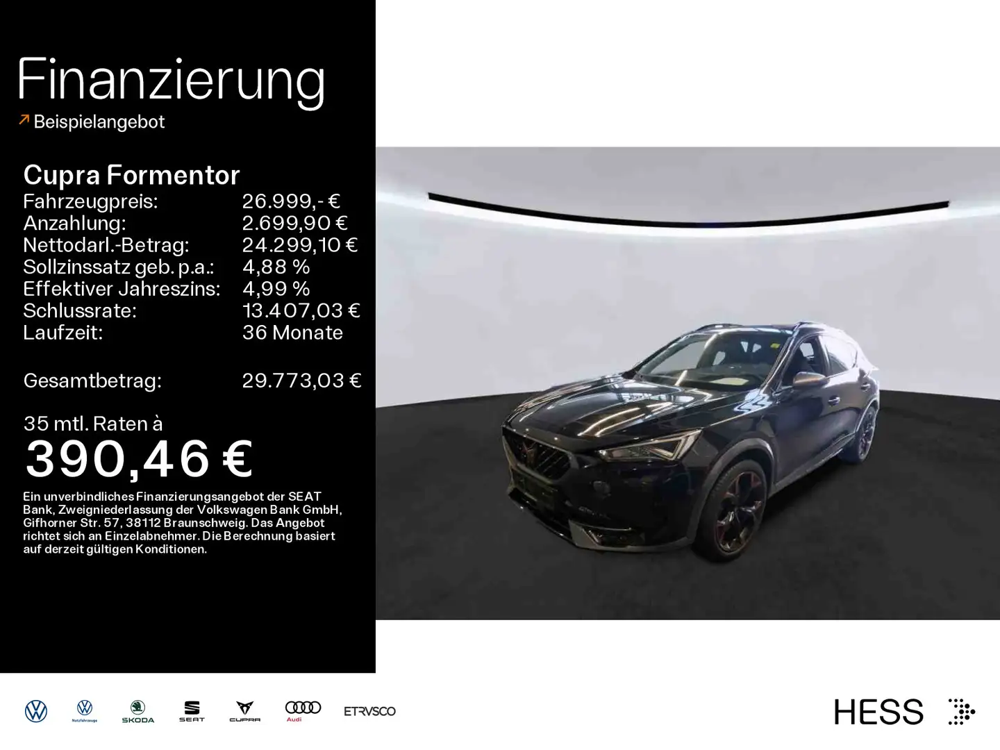 CUPRA Formentor 1.4 e-Hybrid VZ*PANO*KAMERA*PDC*SHZ*NA Schwarz - 1