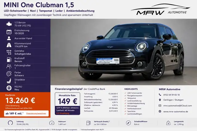 MINI One Clubman 1.5 LED NAVI TEMP LEDER AMBIENTE 1.H