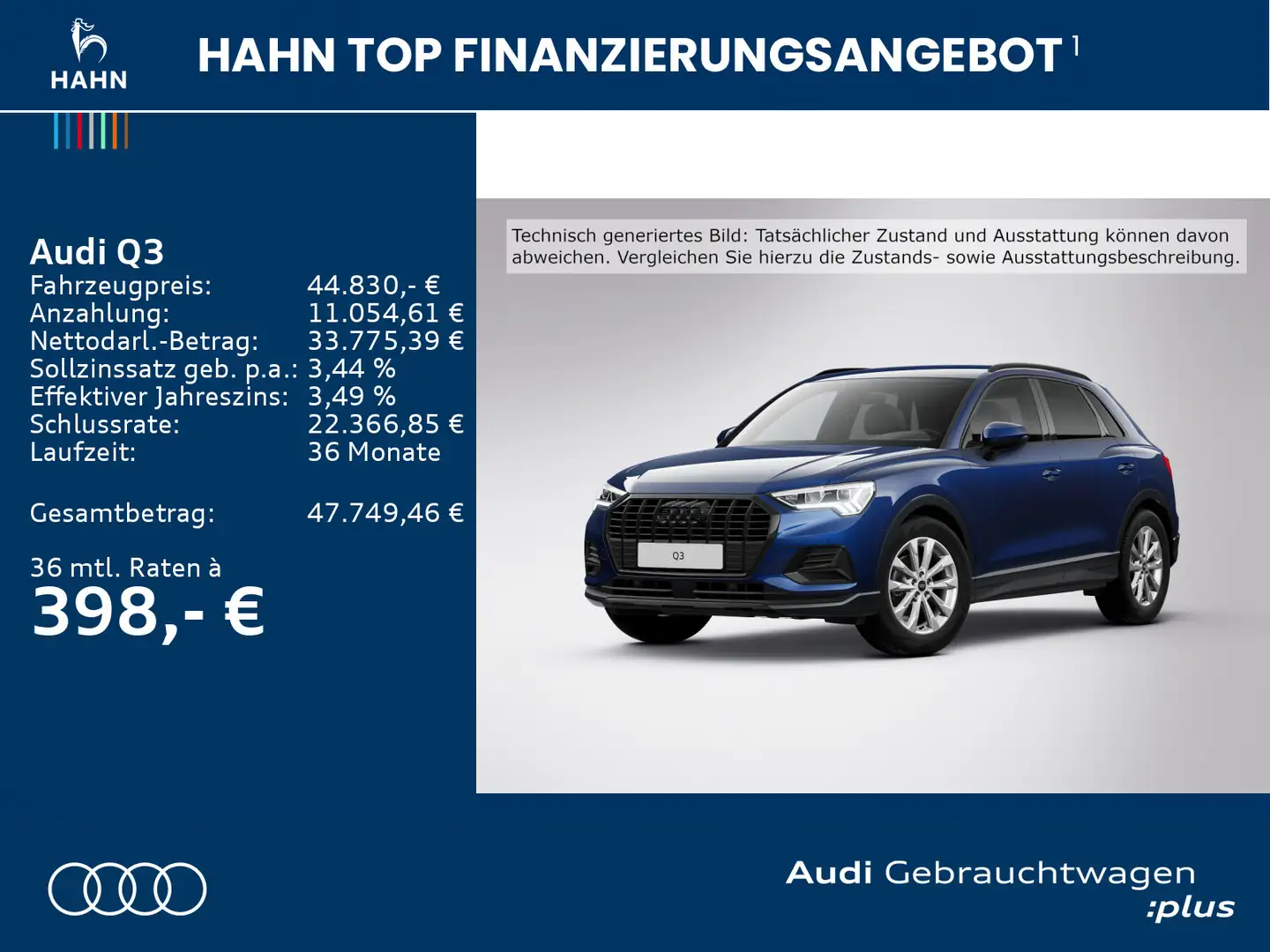 Audi Q3 35 TDI advanced Virtual Navi AHK LED Carplay Blau - 2