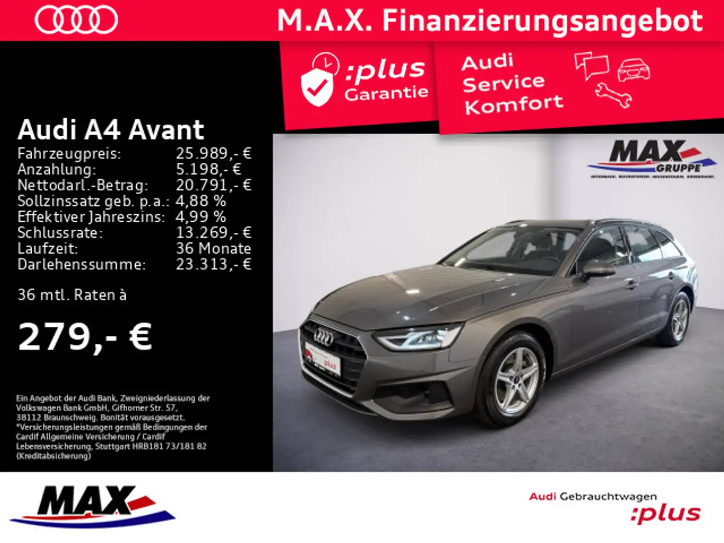 Audi A4 35 TFSI S TRONIC LED+AHK+NAVI+KLIMA+ALU Gris - 1