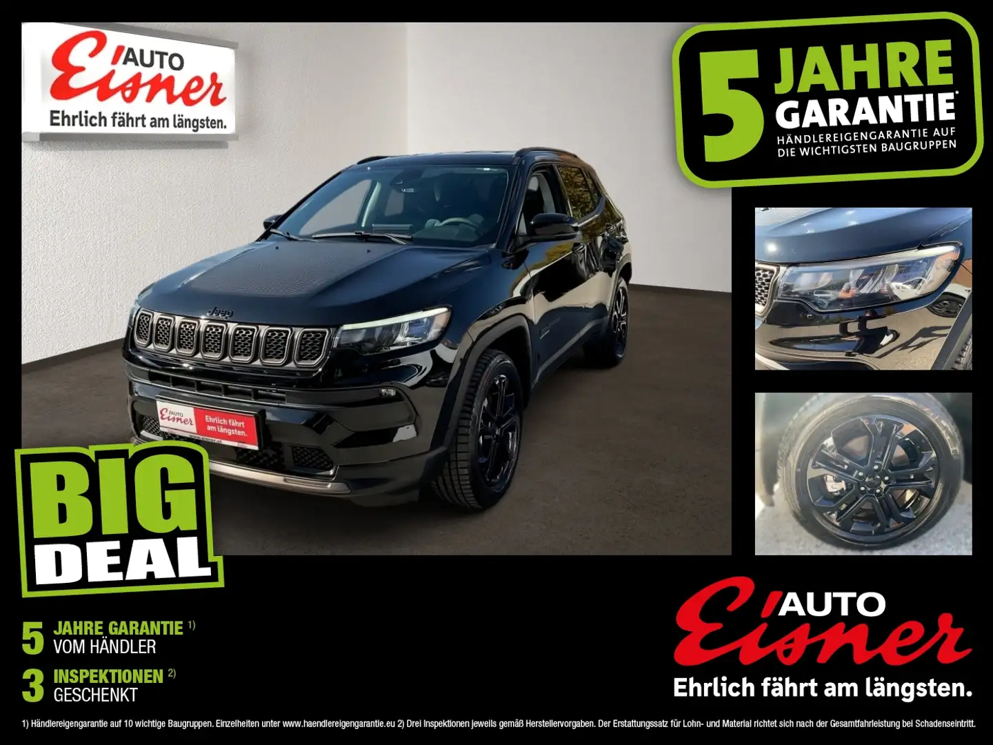 Jeep Compass 1.3 PHEV UPLAND AT Wenig Km. Zwart - 1