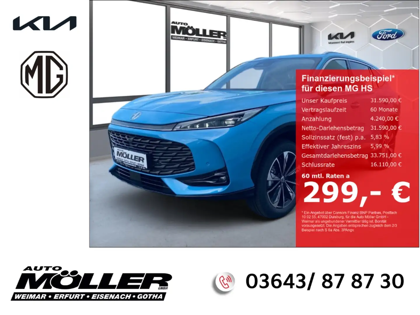 MG HS Luxury 1.5T AT Memory LED Leder Kamera Klima el. H Blau - 1
