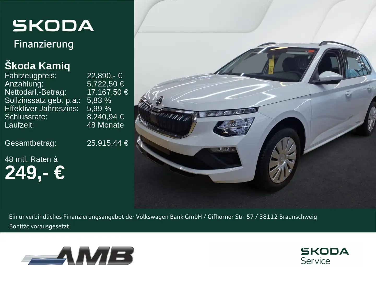 Skoda Kamiq Essence 1.0 TSI DSG/AHK/LED/Sitzhzg/GRA Weiß - 1