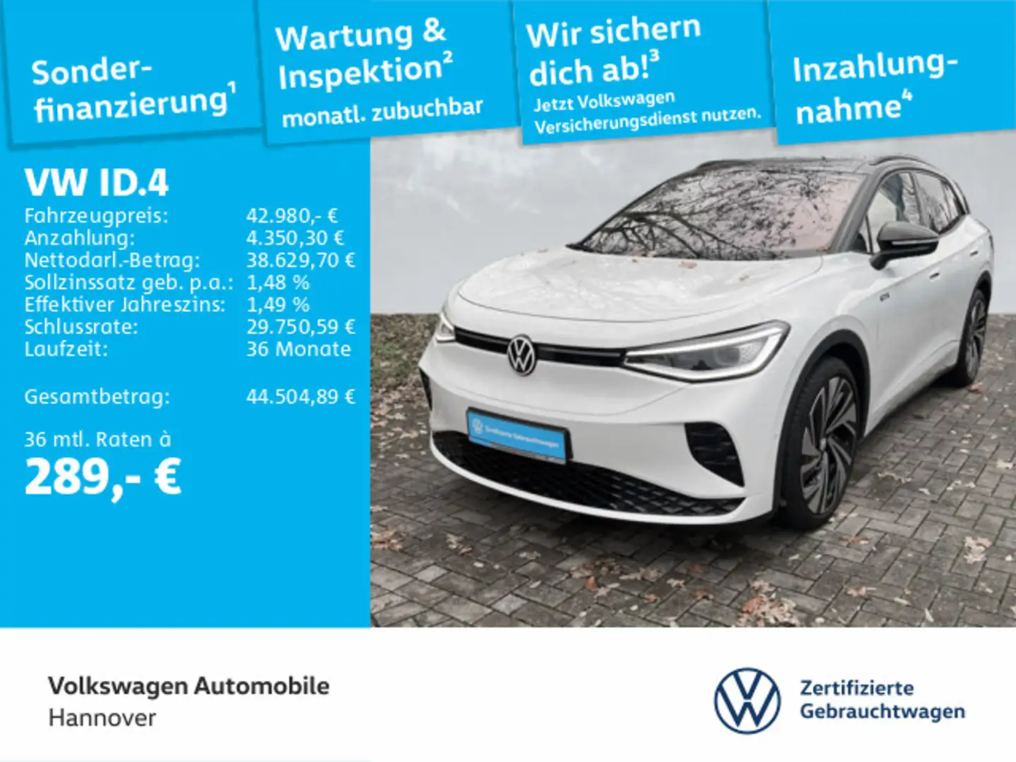 Volkswagen ID.4 GTX Navi Pano Kamera WP ACC LED SHZ PDC Blanc - 1
