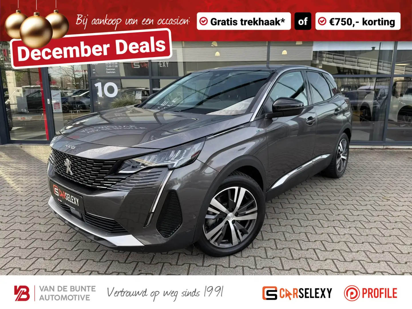 Peugeot 3008 1.6 HYbrid 225 Allure *Trekhaak & Stoelverwarming* Grijs - 1