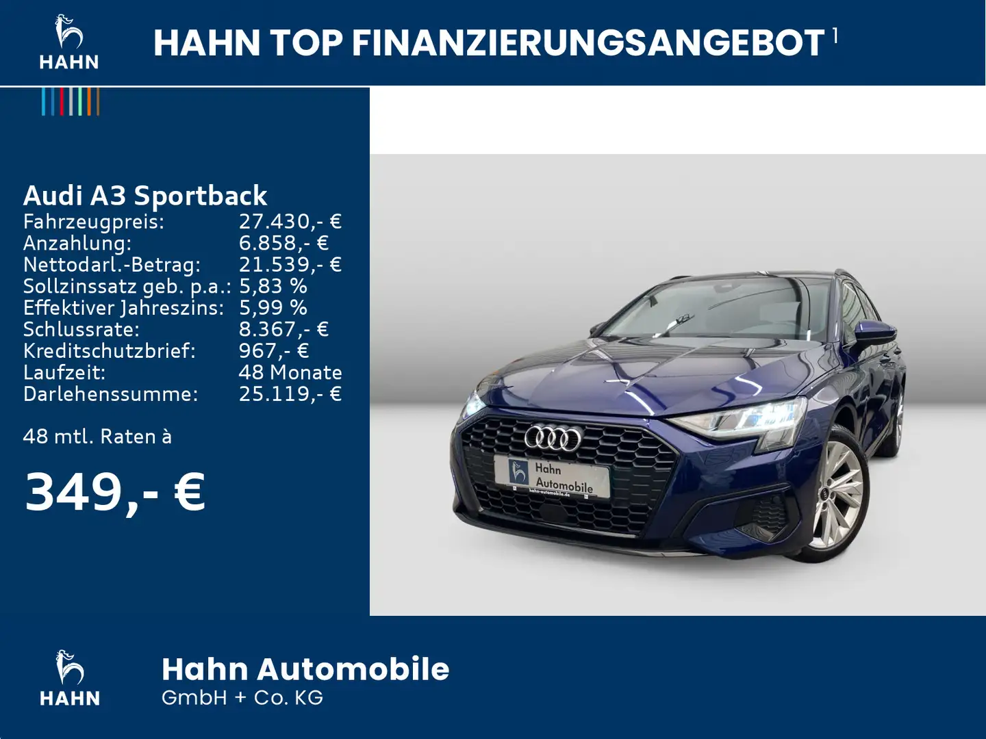 Audi A3 Advanced 30TDI S-Trc Virtual AHK Blau - 2