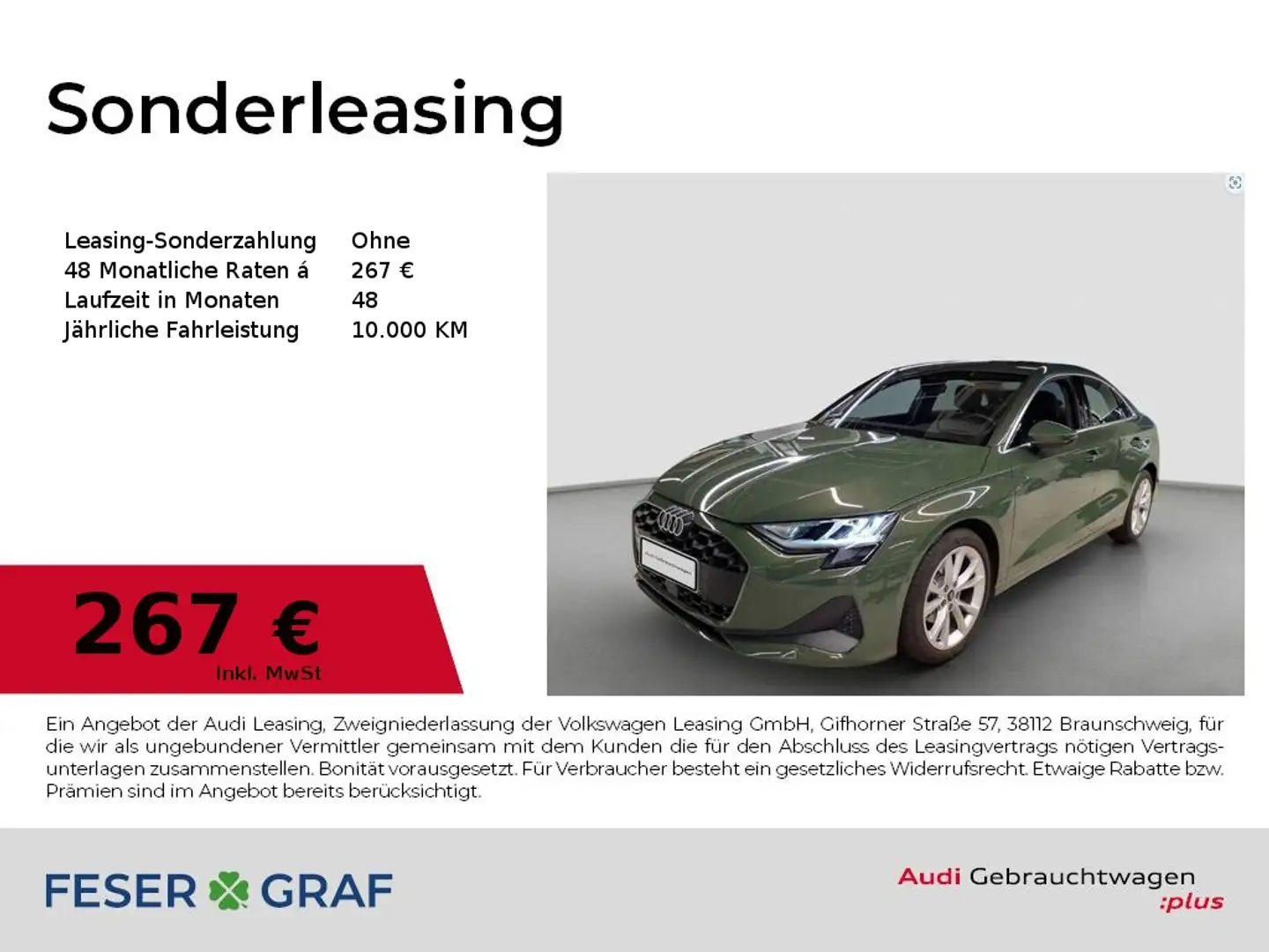 Audi A3 Lim. 30 TFSI ACC AHK LED Navi RüKa Sitzh. Grün - 1