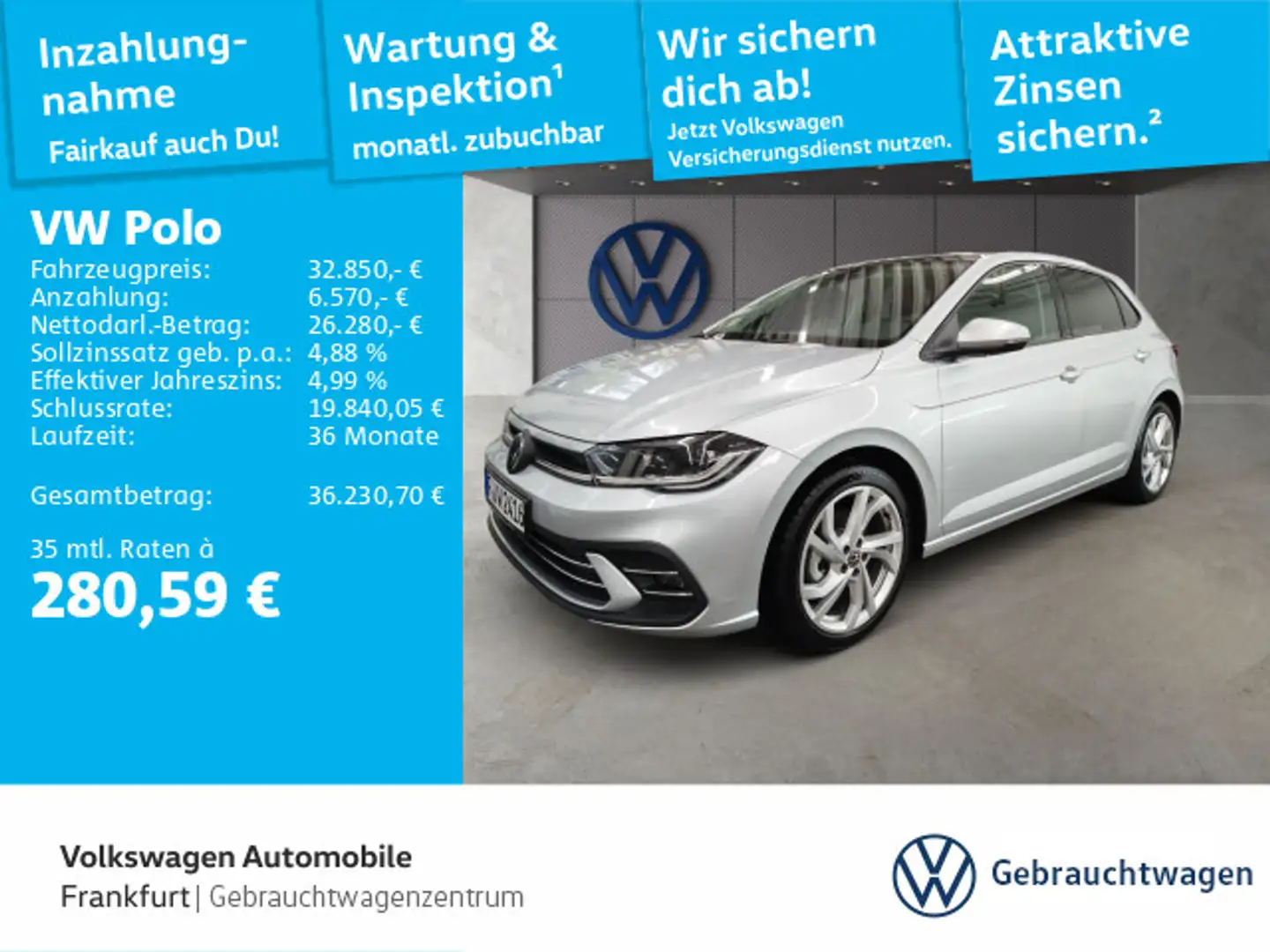 Volkswagen Polo 1.0 TSI Style Navi IQ.Light DAB+ FrontAssis Silber - 1