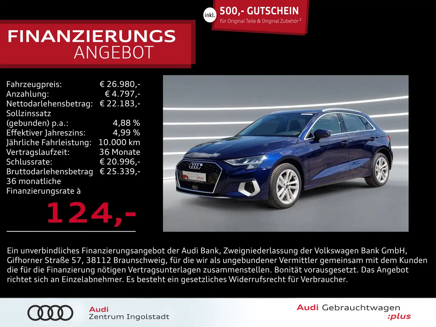 Audi A3 Sportback 40 TFSI e NAVI virtual+ PDC Advanced Azul - 1