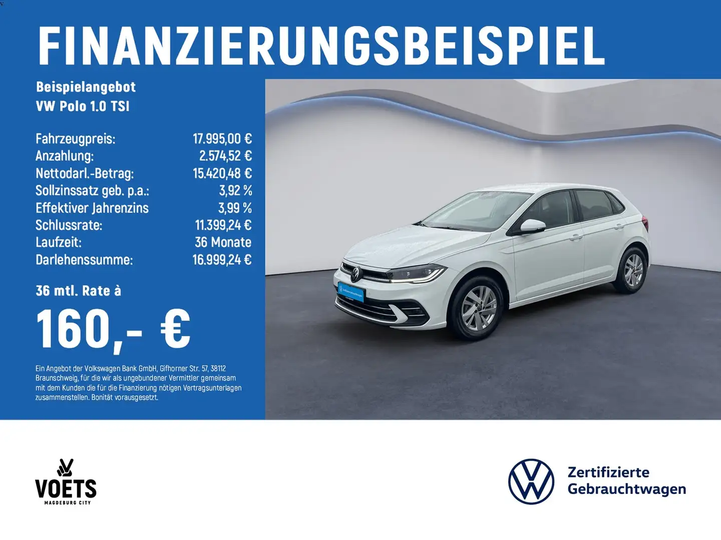 Volkswagen Polo 1.0 TSI Style LED+NAVI+ACC+DAB+PDC+SHZ Blanc - 2