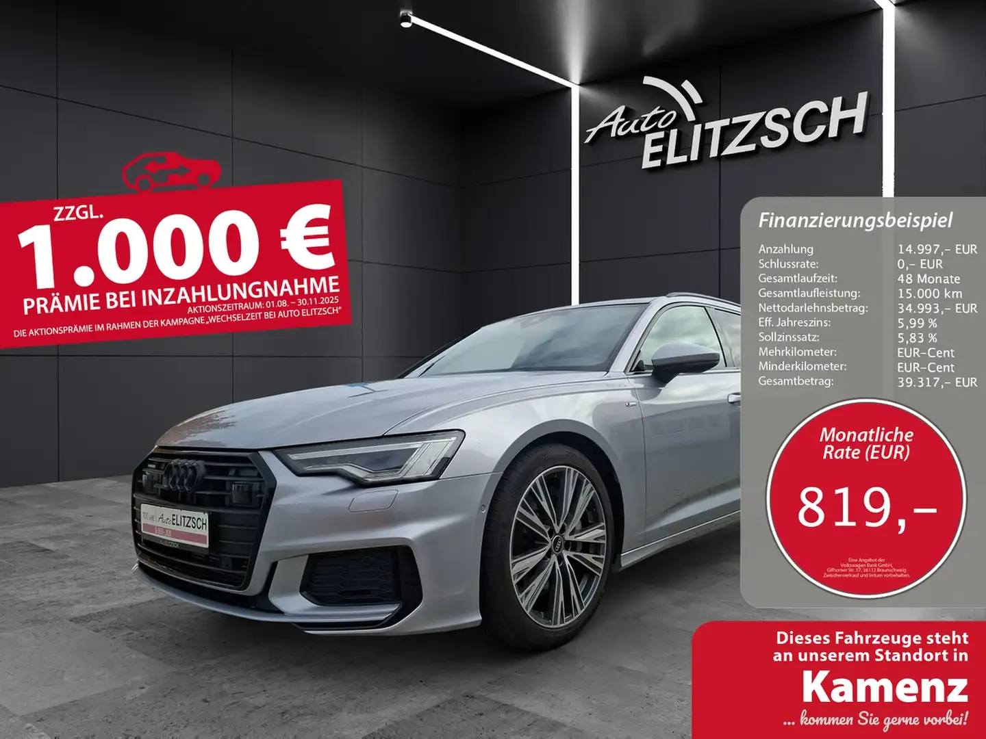 Audi A6 Avant 55 TFSI sort quattro S-tronic S-Line Matr... Silber - 1