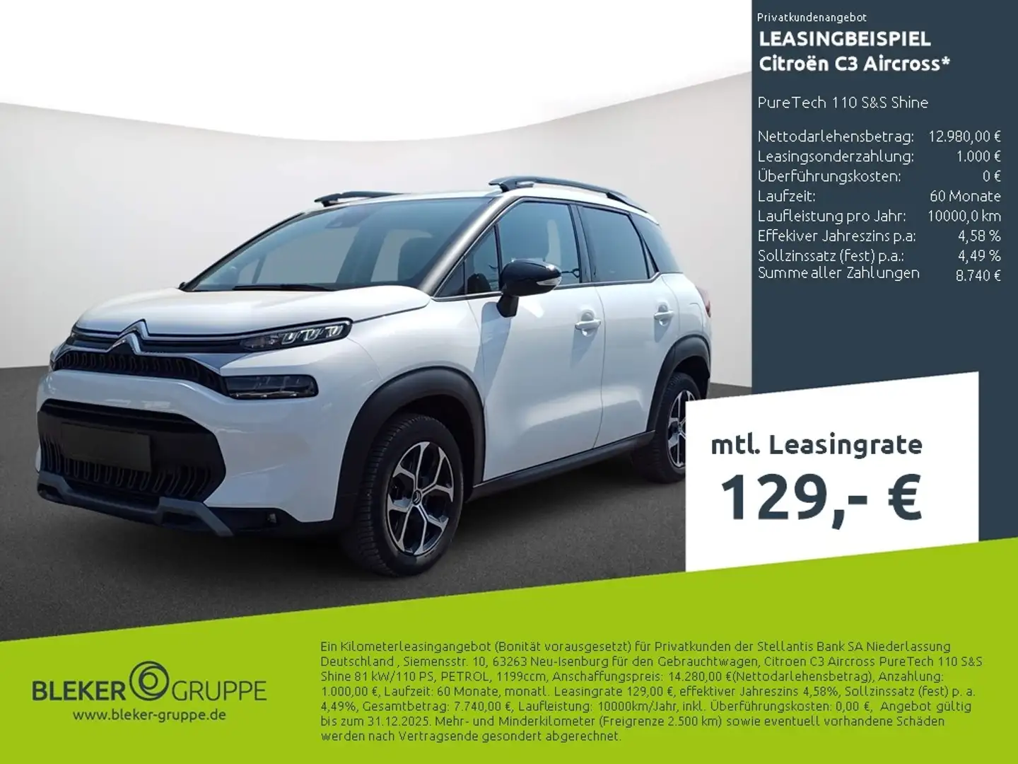 Citroen C3 Aircross PureTech 110 S&S Shine Blanc - 2