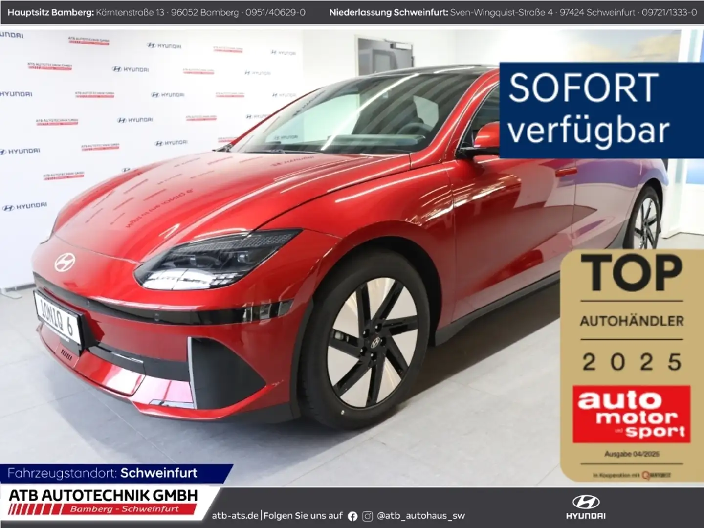 Hyundai IONIQ 6 77,4kWh TECHNIQ-Paket inkl. Sitzp. Panoramad. Rood - 1