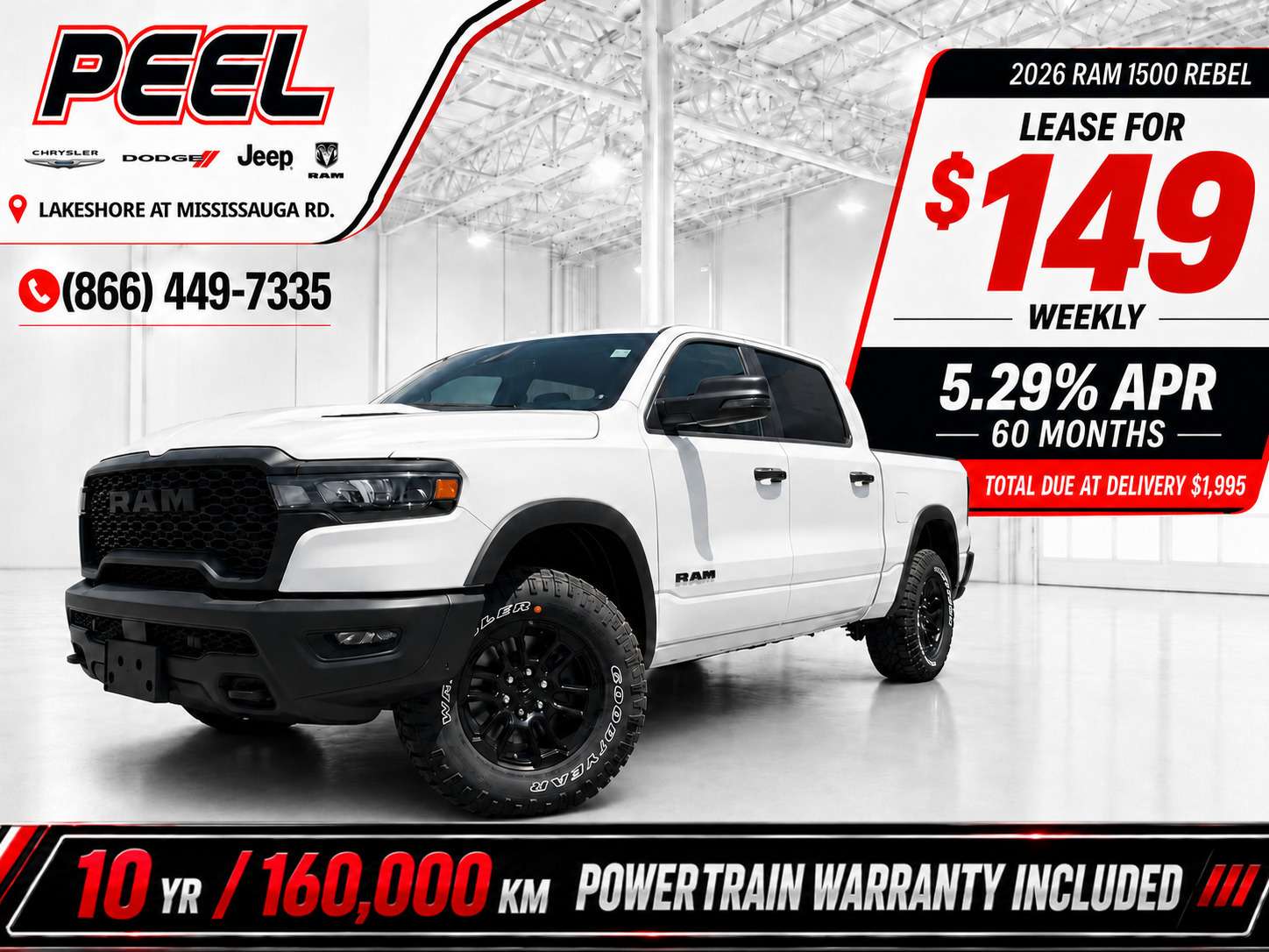 White 2026 RAM 1500 Pickup Truck Four-Wheel Drive 8-Speed Automatic
