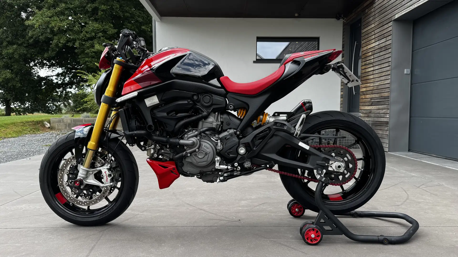 Ducati Monster 937 SP - débridée, Papier A2 - garantie constructeur Rouge - 2