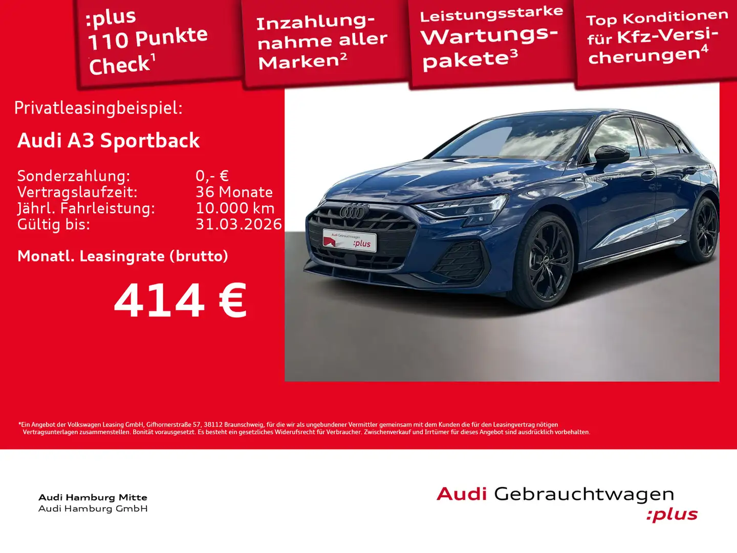 Audi A3 35 TFSI S line S tronic LED Navi Vi Blau - 1