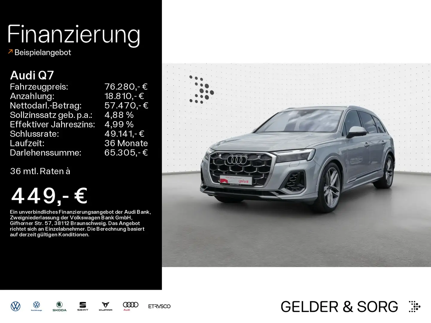 Audi Q7 SUV 55 TFSIe qu. S line Air*B&O*HuD*Pano*AHK Silber - 1