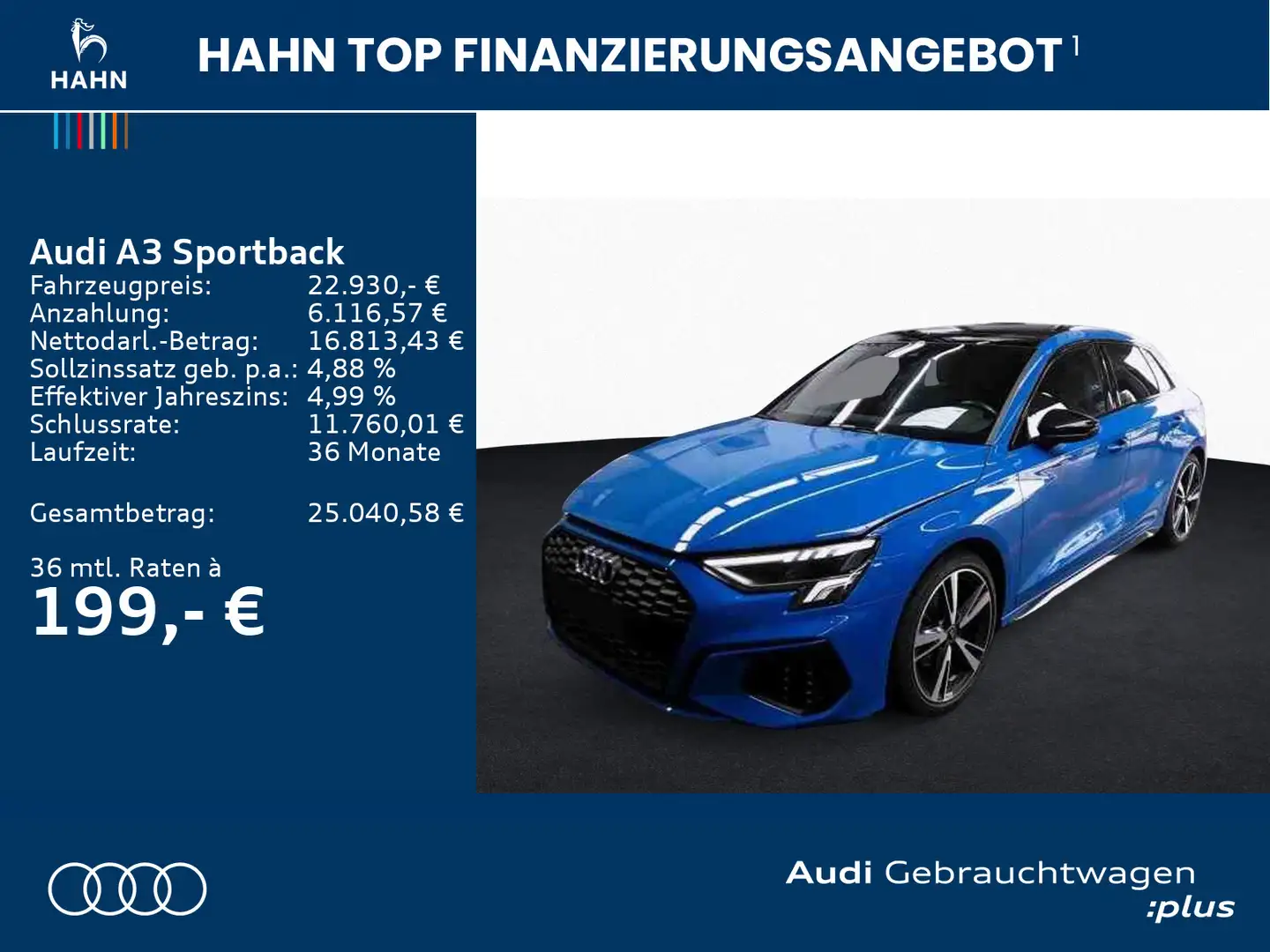 Audi A3 30 TFSI S line Navi Pano LED Einp. Blau - 2