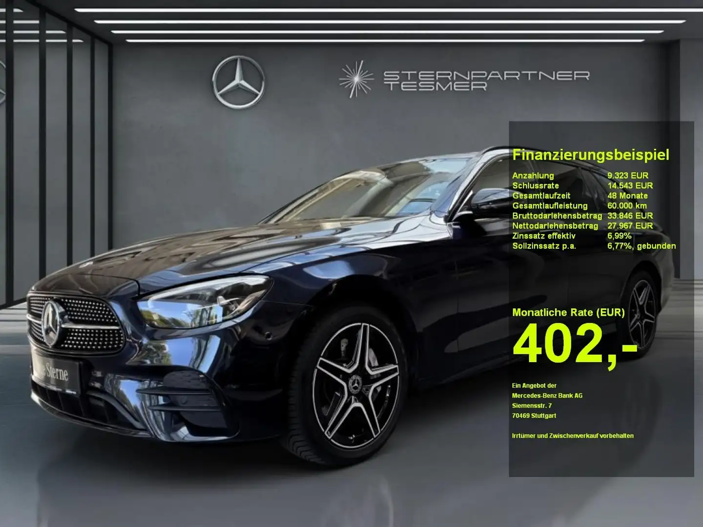 Mercedes-Benz E 300 de 4M T AMG+NIGHT+PANO+KAMERA+DISTR.+AHK Blauw - 1
