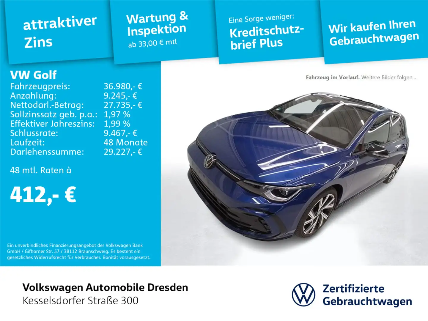 Volkswagen Golf R-Line 1.5 eTSI Blau - 1
