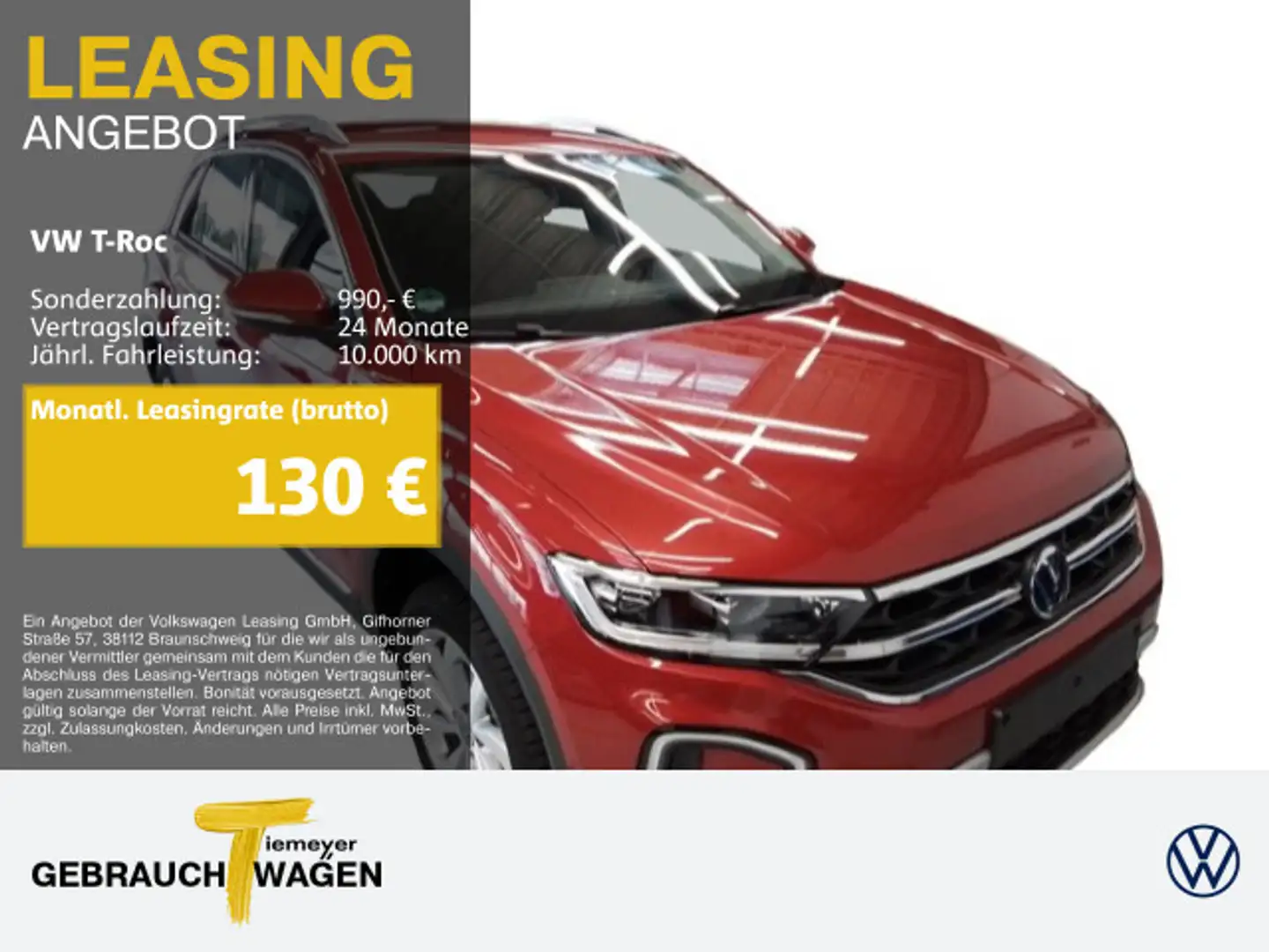 Volkswagen T-Roc 1.0 TSI STYLE LM17 NAVI ACC SITZH Rot - 1