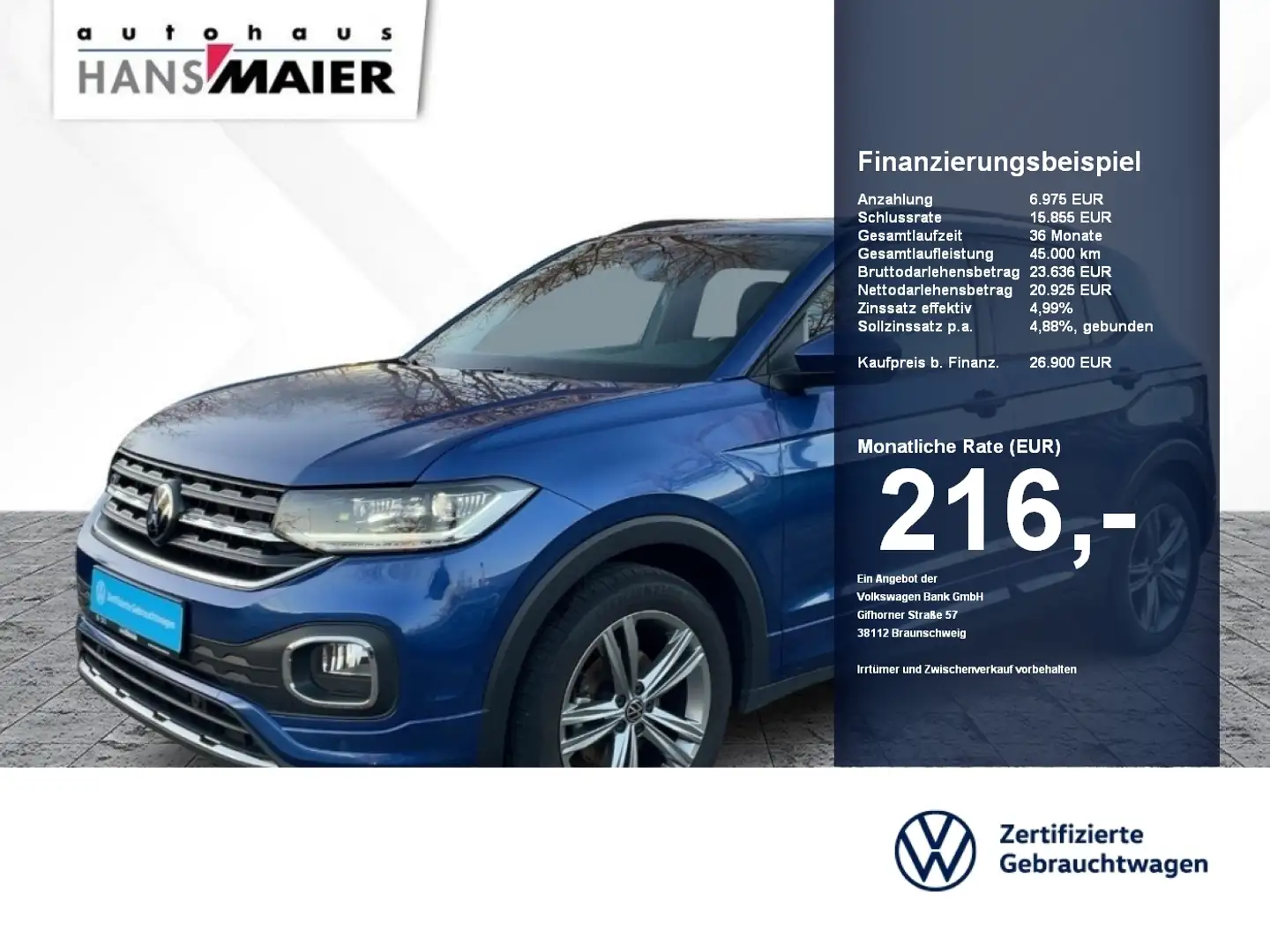 Volkswagen T-Cross R-Line DSG Navi Kam LED IQDrive Blau - 1