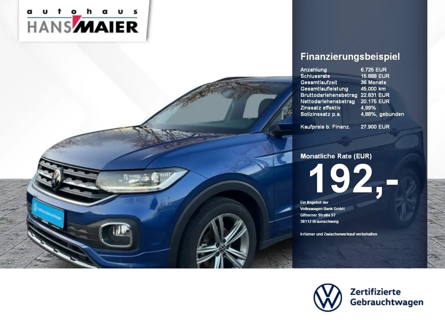 Volkswagen T-Cross R-Line DSG Navi Kam LED IQDrive Blau - 1