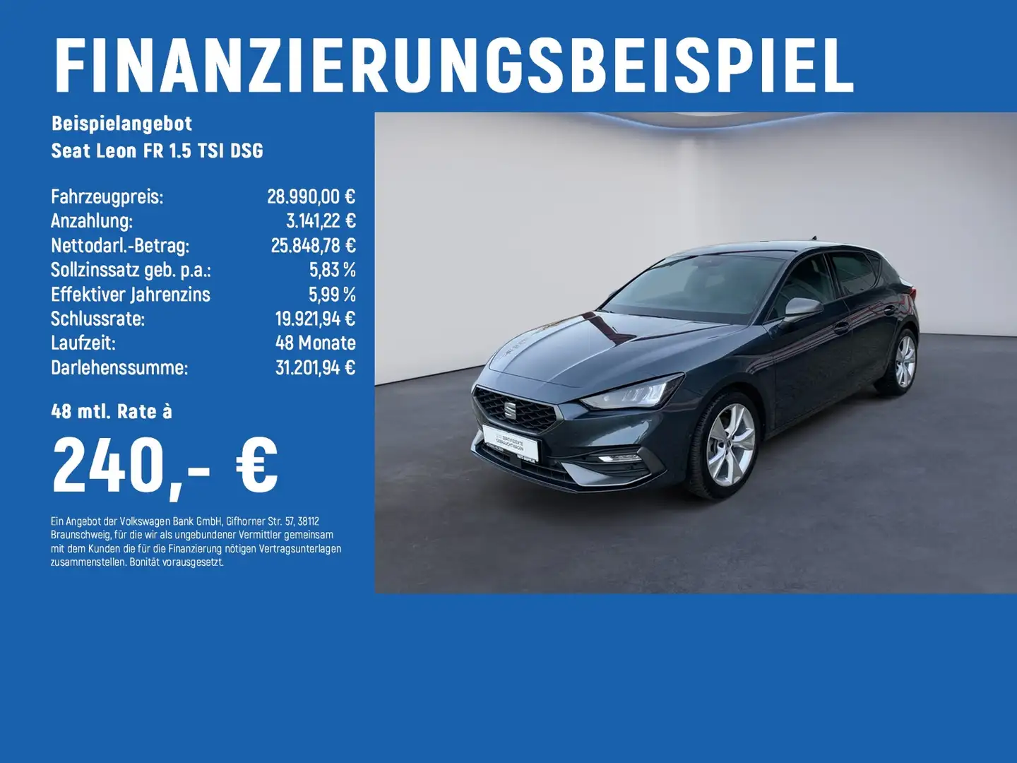 SEAT Leon FR 1.5 TSI DSG LED+KLIMA+SHZ Grau - 2