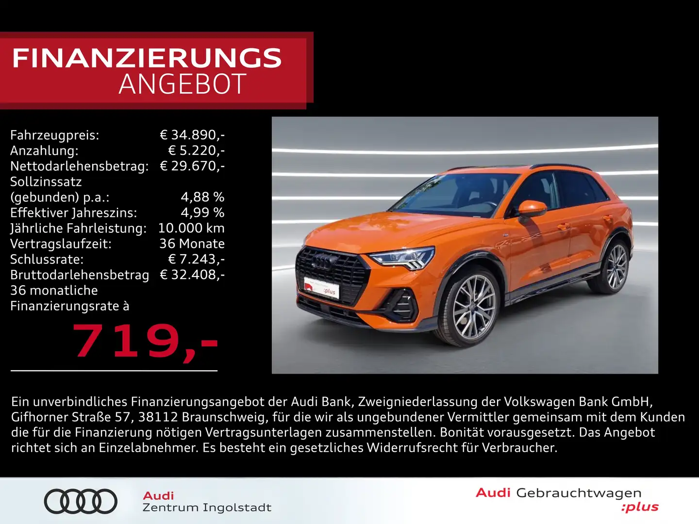 Audi Q3 45 TFSI qu S line Edition One MATRIX Pano 20" Orange - 1