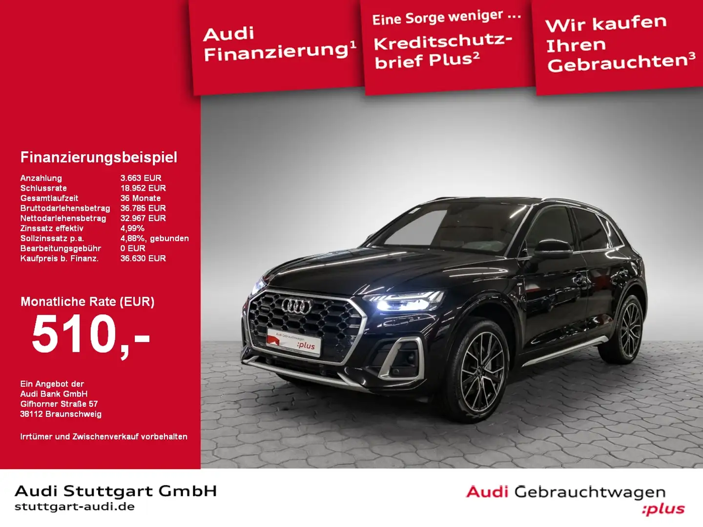 Audi Q5 55 TFSI e qu S line AHK Matrix Pano HeadUp Schwarz - 1
