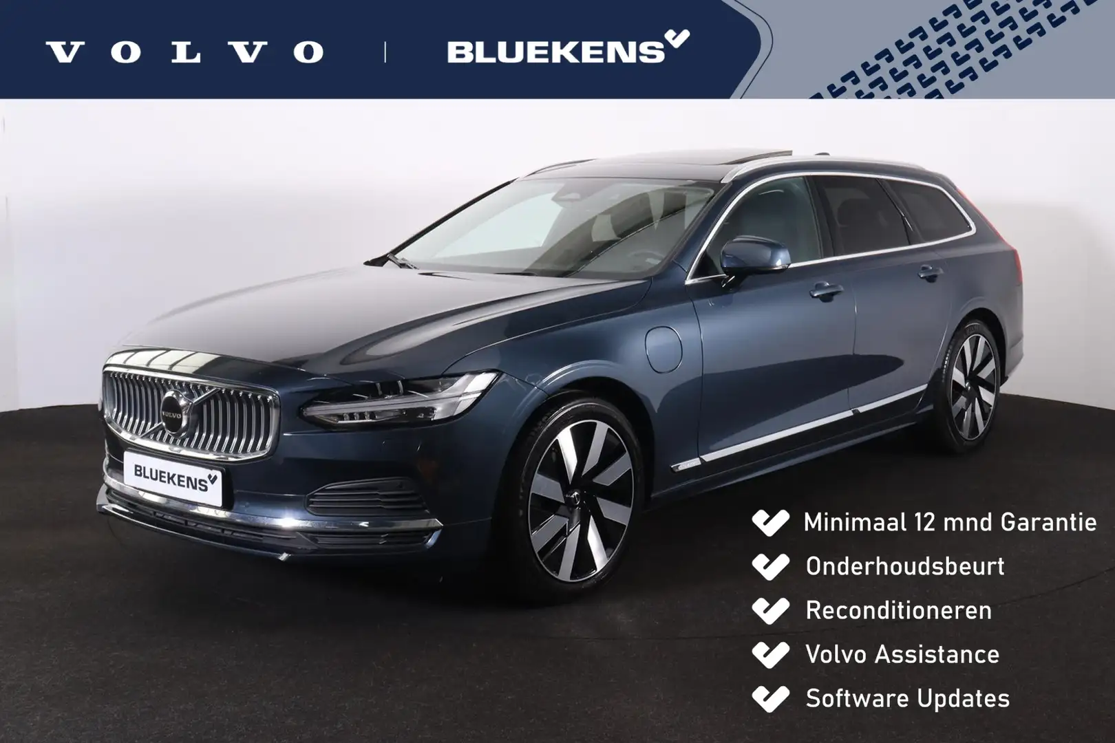 Volvo V90 T6 Recharge AWD Core Bright - LONG RANGE - Panoram Blauw - 1