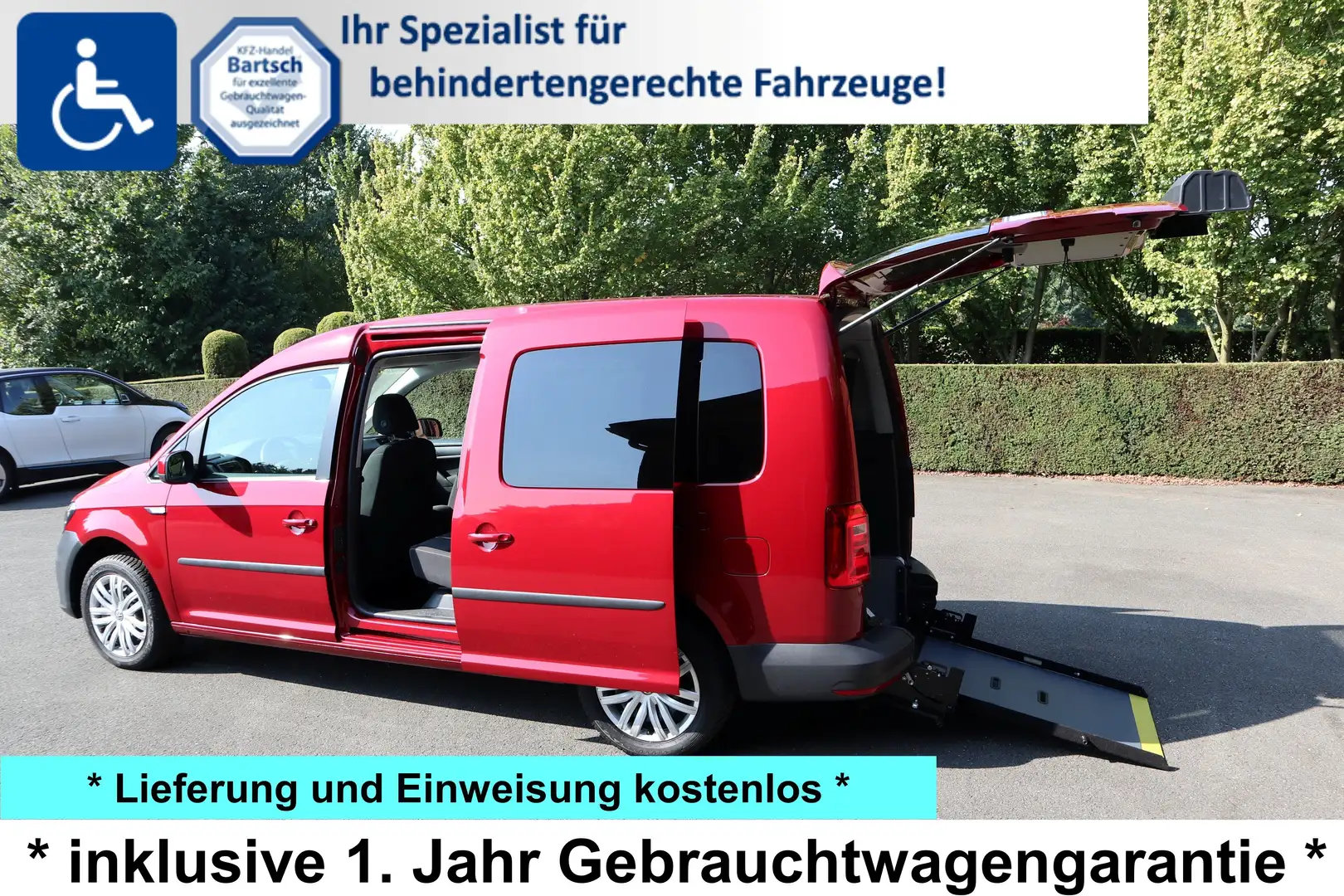 Volkswagen Caddy Maxi 2,0 TDI DSG*rollstuhlgerecht*Wenderampe* Rood - 1
