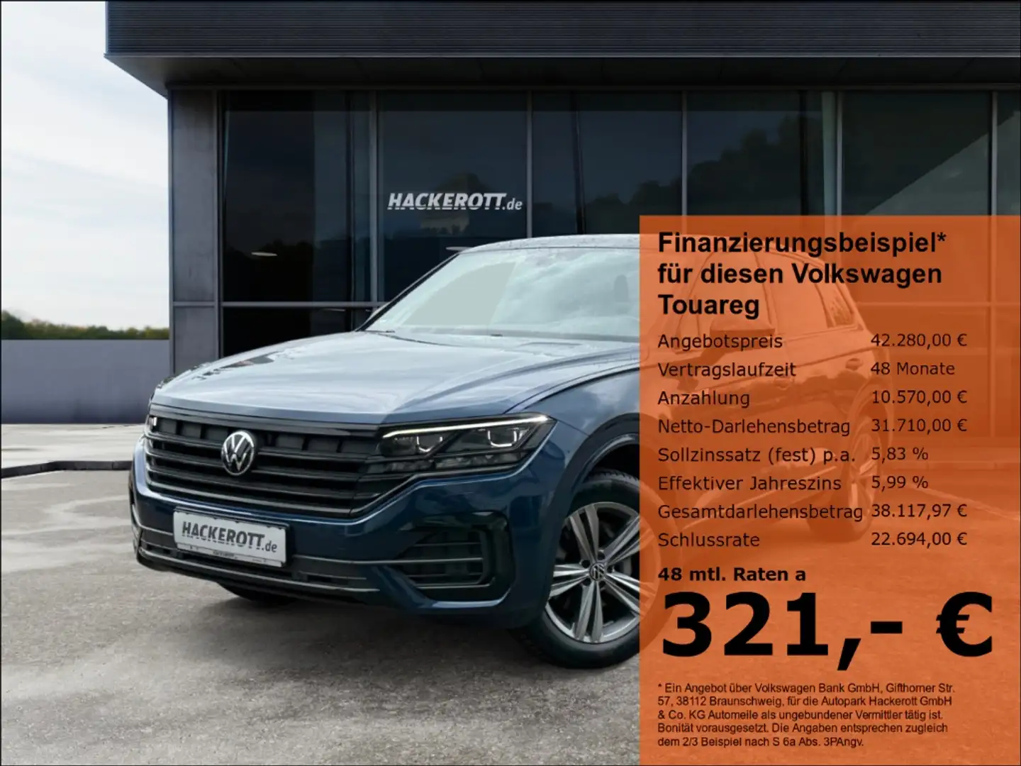 Volkswagen Touareg R-Line 4Motion 3.0 TDI V6 DSG AHK Navi e-Sitz Niebieski - 1