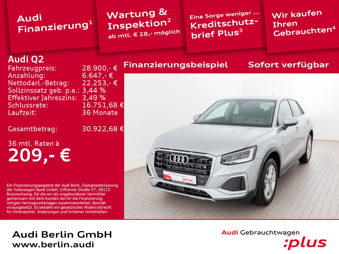 Audi Q2 Advanced 35 TFSI S tr. AHK VIRTUAL LED PDC Argento - 1