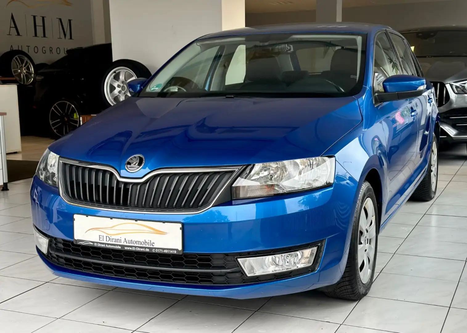 Skoda Rapid/Spaceback 1.4 TDI Spaceb. Ambition DSG/Einparkh./SHZ Blauw - 1