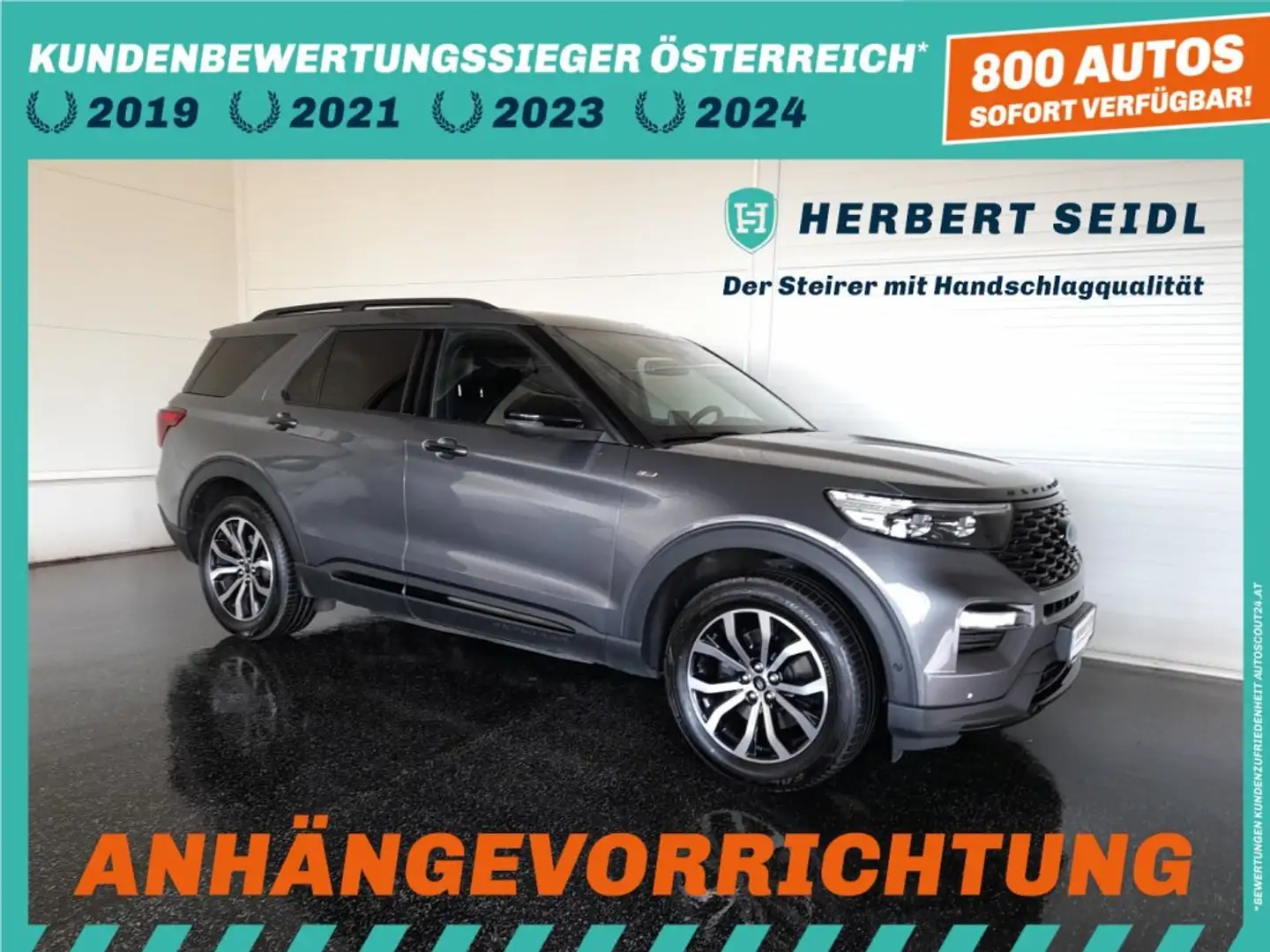 Ford Explorer ST-LINE 3,0 V6 EcoBoost PHEV 4X4 Aut *7 SITZE / SKY / AHV & 360° KAMERA / NAVI / ACC / VOLLEDER BEH. + BELÜFTET / 20 ZOLL Grau - 1