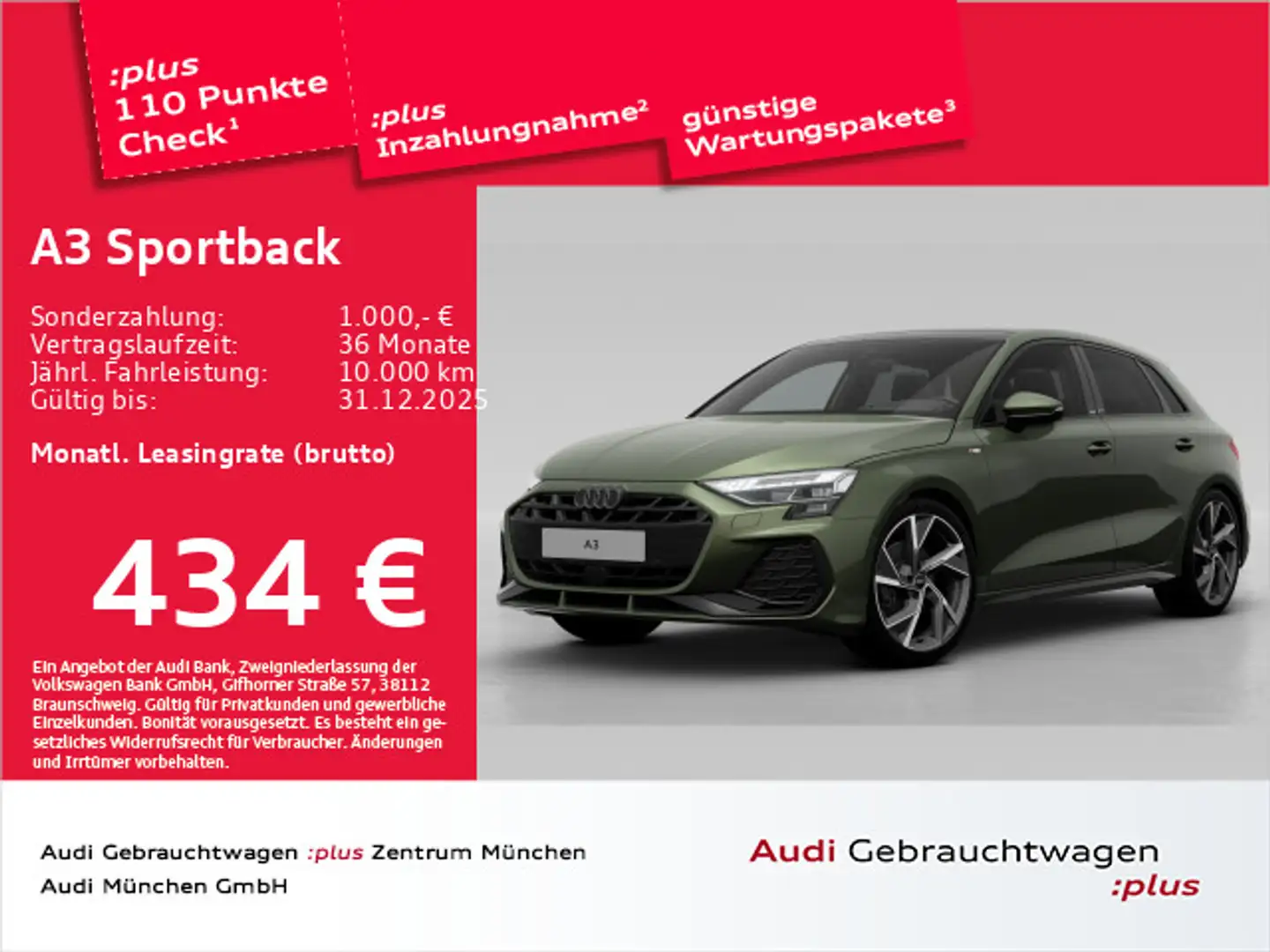 Audi A3 35 TFSI S tronic 2x S line Pano/Mat Grün - 1