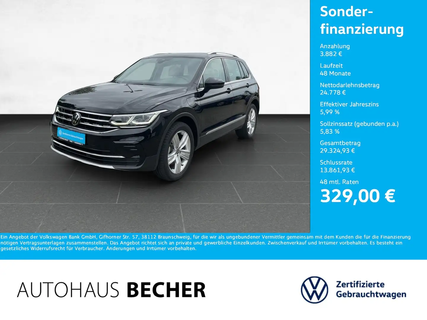 Volkswagen Tiguan Elegance 1.4 eHybrid DSG /Navi/LED/Sitzhz Schwarz - 1