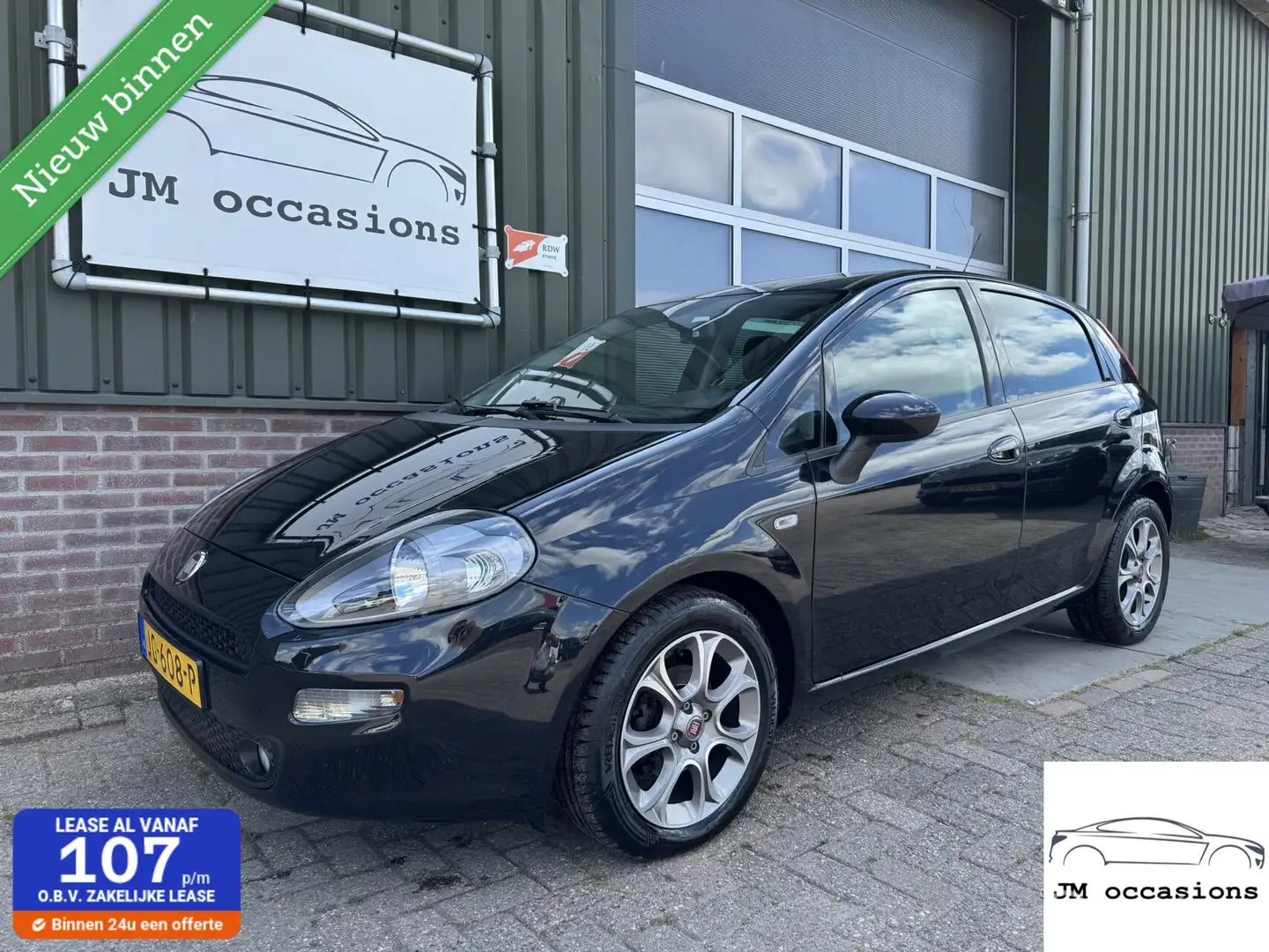 Fiat Punto Evo 0.9 TwinAir Lounge|Airco|Cruise|Lm velgen|PDC| Zwart - 1