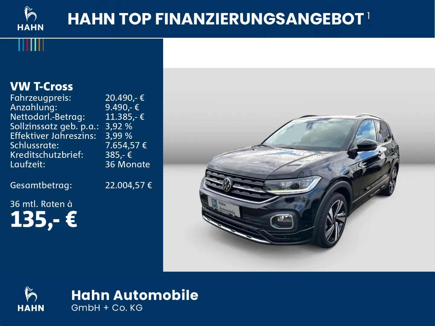 Volkswagen T-Cross 1.0TSI Active R-Line Navi LED CAM PDC Schwarz - 2