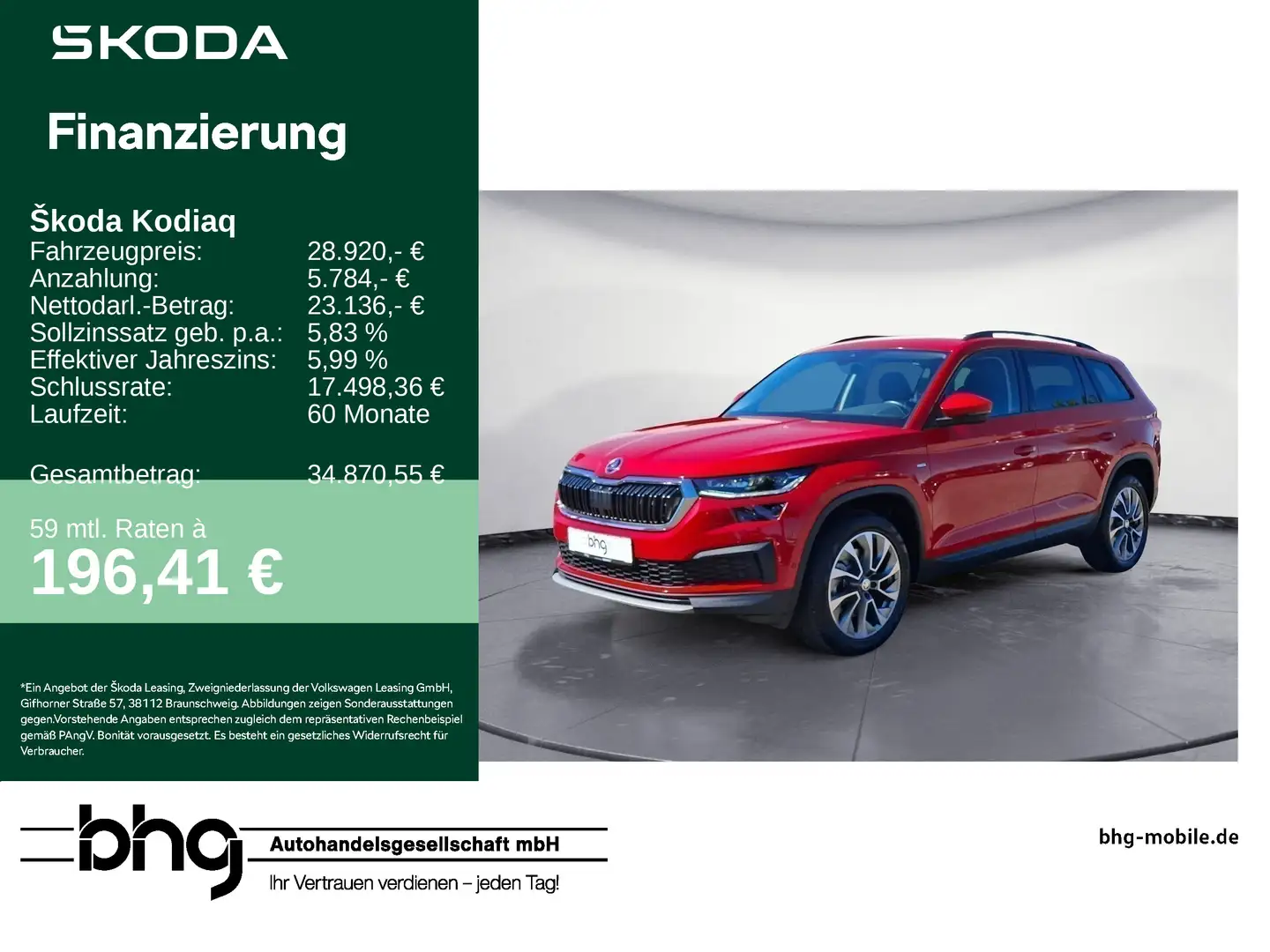Skoda Kodiaq 2.0 TDI 4x4 DSG Clever AHK ACC Stauassist Rot - 1