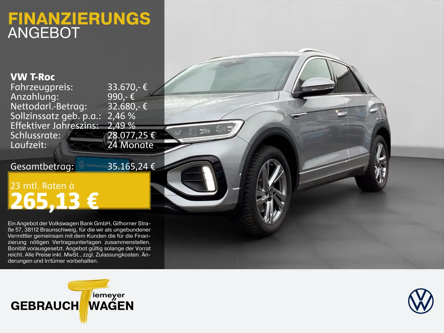 Volkswagen T-Roc 2.0 TSI DSG 4M R-LINE NAVI KAMERA AHK SITZ Silber - 1