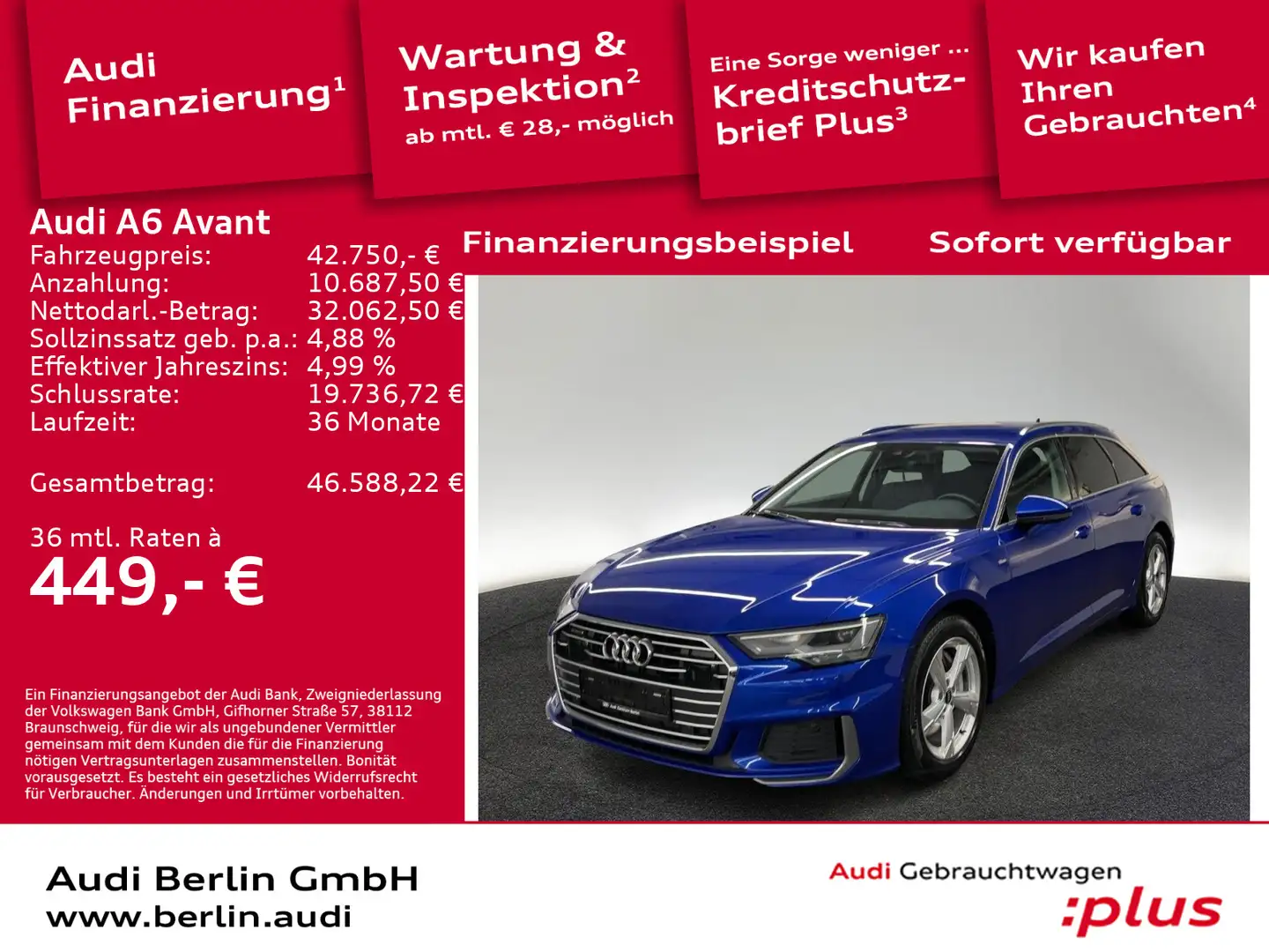 Audi A6 sport 50 TDI qu.tiptr. LED NAVI B&O Blau - 1